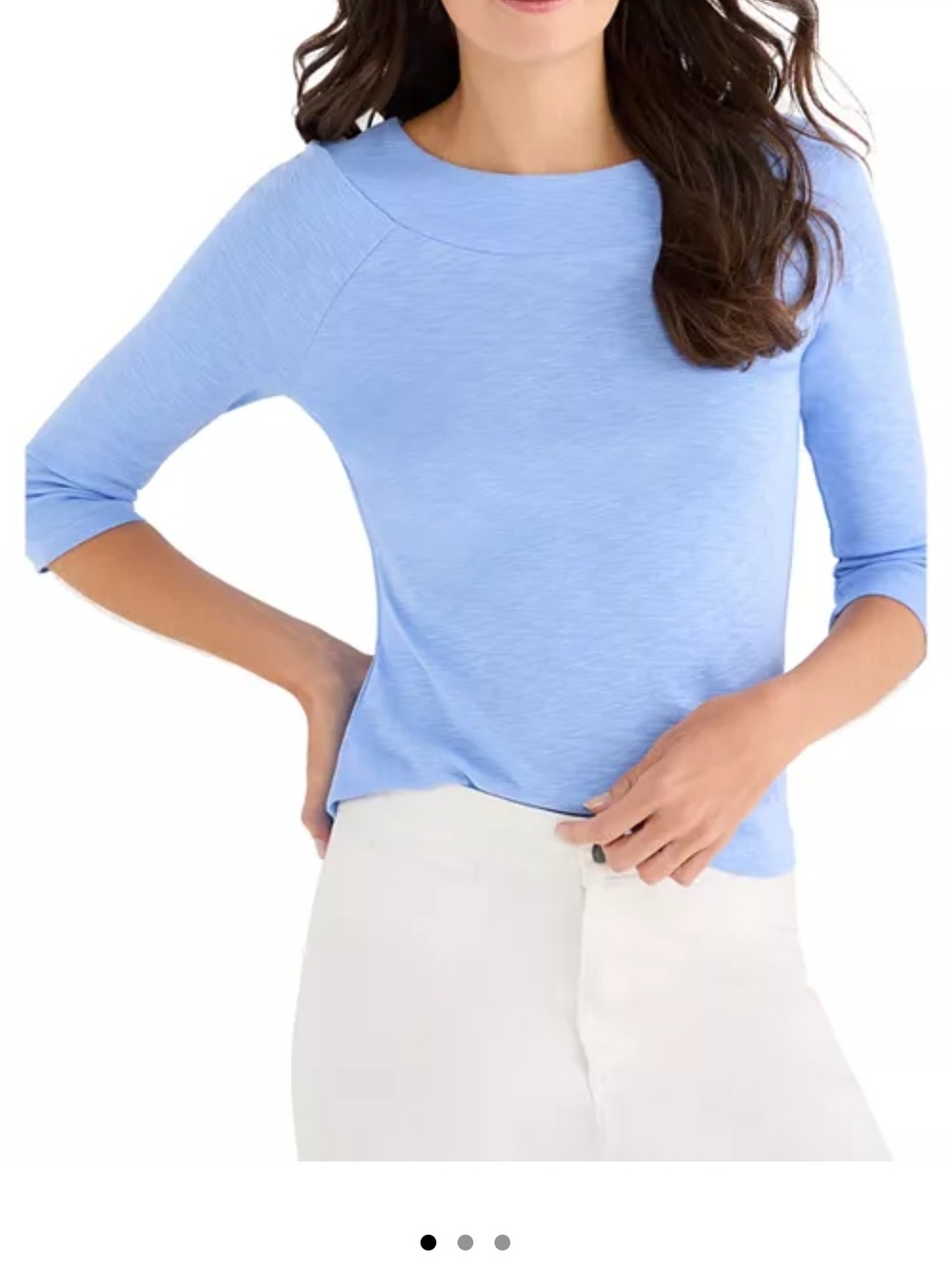 NIC+ZOE Light Blue Boatneck 3/4 Sleeve Top